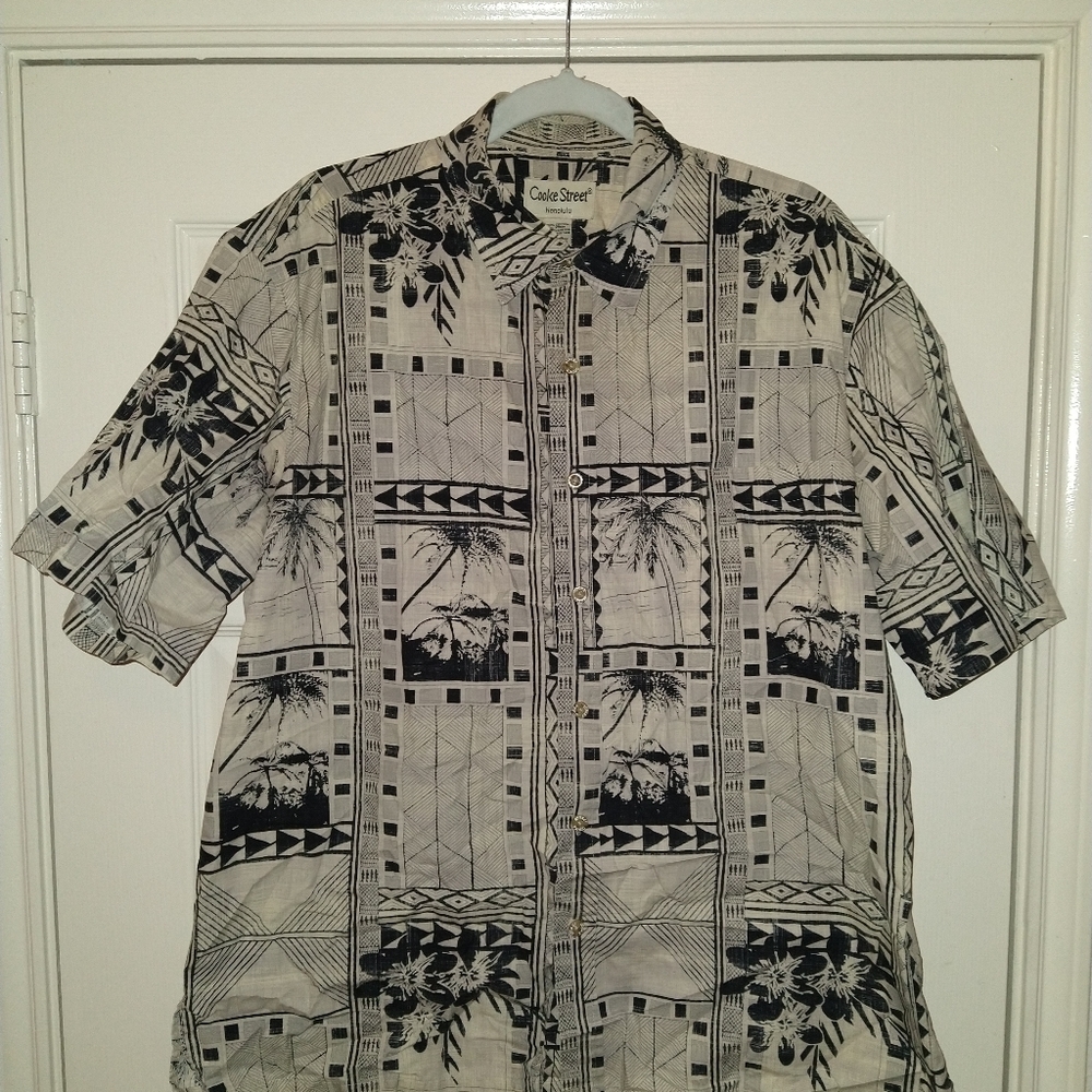 Cooke Street Honolulu 100% Cotton Button Up Hawaiian Shirt Men's sz Large.